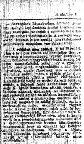 „A zsidókat nem üldözik.” (Forrás: Népszava, 1919. 10. 08., 4. o.)
